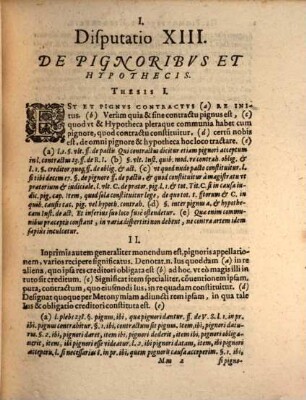 Classis I. disp. XIII. de pignoribus et hypothecis