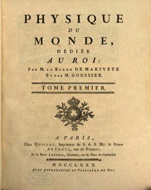 Physique Du Monde, Dédiée Au Roi, 1