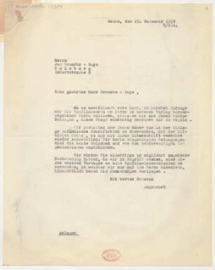 Brief an Jan Brandts Buys : 25.11.1929