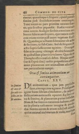 Ova et semina animantium ut corrumpantur. Caput XXV.