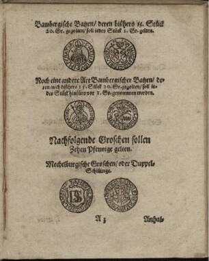 Nachfolgende Groschen sollen Zehen Pfennige gelten ...