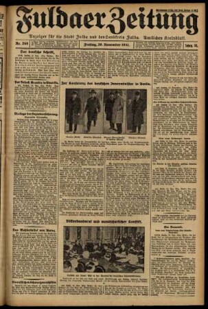Erste Ausgabe vom Freitag, den 20. November 1931.