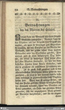 IX. Betrachtungen bey den Martern des Erlösers