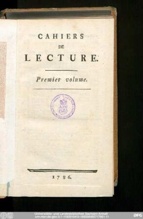 1.1786: Cahiers de lecture