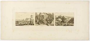 Das Gasthaus Schweizerhaus auf der Bastei in der Sächsischen Schweiz, aus Ludwig Richters Sieben Blätter mit XIX Ansichten der Sächsischen Schweiz
