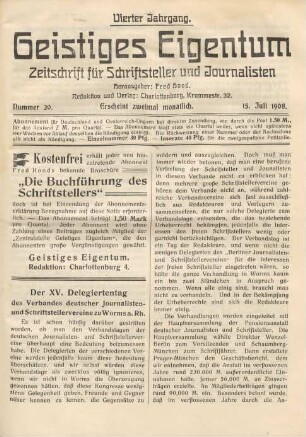 Nummer 20 (15. Juli 1908)