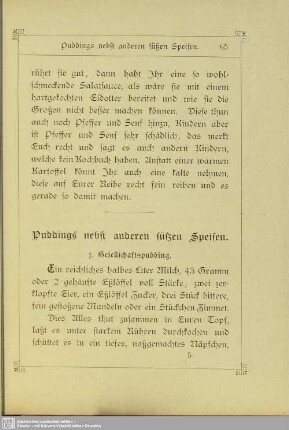 Puddings nebst anderen süßen Speisen