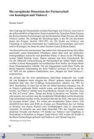 Die europäische Dimension der Partnerschaft von Kenzingen und Vinkovci