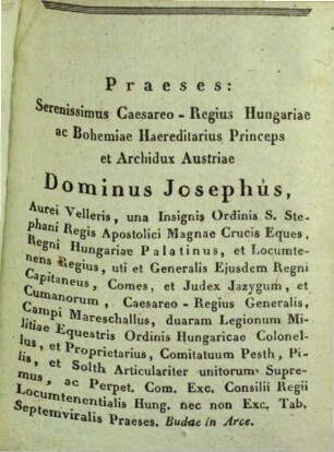 Schematismus indigitans Hospitia excelsarum Deputationum regnicolarium circa systematica operata vigore art. 7. et 8. postremorum comitiorum pro die 20. Ianuarii et subseque praefixorum terminorum 1828 Pestinum et Budam convocatarum