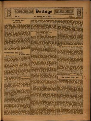 Zweite Ausgabe vom Sonntag, den 11. April 1920.
