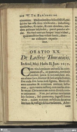 Oratio XX. De Lacteis Thoracicis