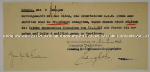 Mahnungsschreiben des Amtsgerichts Berlin-Charlottenburg zur Ergänzung der Lebensdaten im Abstammungsfragebogen