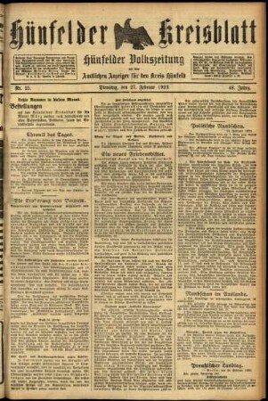 Ausgabe vom Dienstag, den 27. Februar 1923.