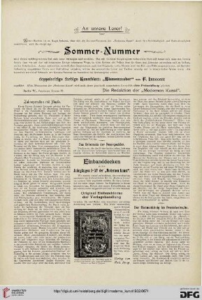 An unsere Leser