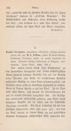 174-176 [Rezension] Fillion, M. L., Essais d'exégèse