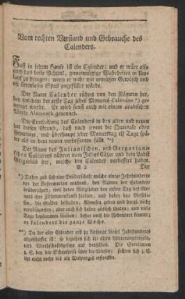 Vom rechten Verstand und Gebrauche des Calenders