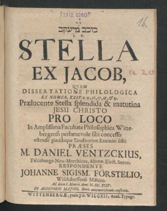 [...] i.e. Stella Ex Jacob