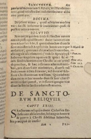 De Sanctorvm Reliquviis. Capvt XXIII.