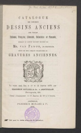 Dessins anciens : collection van Prijs, Bruxelles : Gravures anciennes : 11.-12.1