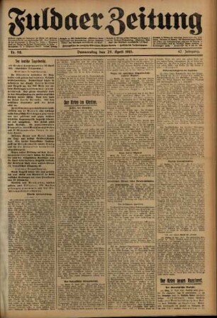 Ausgabe vom Donnerstag, den 29. April 1915.