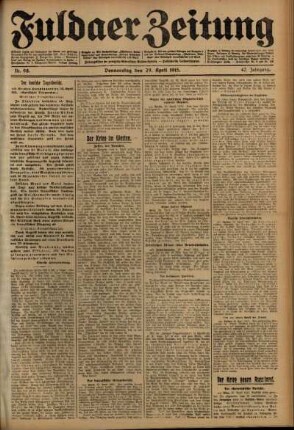 Ausgabe vom Donnerstag, den 29. April 1915.