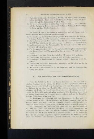 VI. Die Bibliothek und die Karten-Sammlung.