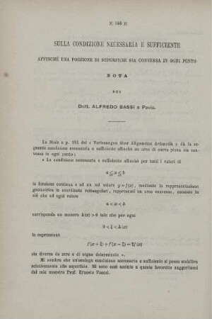 Sulla condizione necessaria e sufficiente affinchè una porzione di superficie sia convessa in ogni punto.