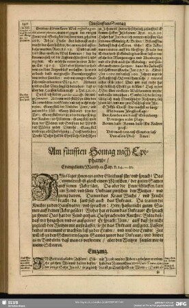 Am fünfften Sontag nach Epiphaniae