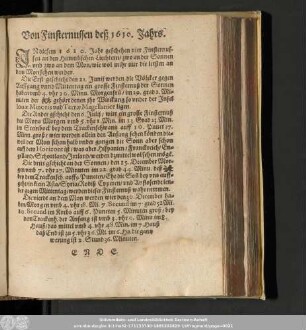 Von Finsternussen deß 1610. Jahrs.
