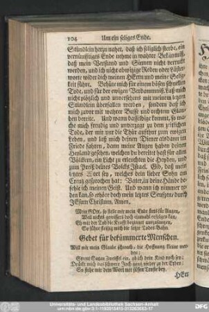Gebet für bekümmerte Menschen.