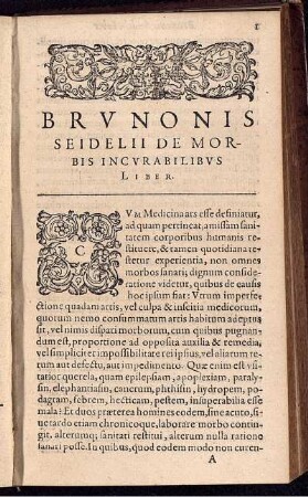 Brunonis Seidel II de Morbis Inscurabilibus Liber.