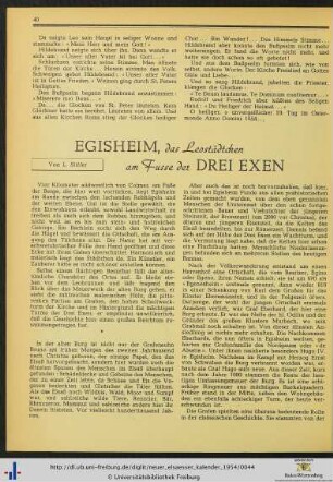 Egisheim, das Leostädtchen am Fusse der drei Exen.