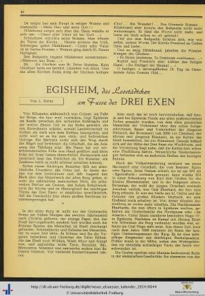 Egisheim, das Leostädtchen am Fusse der drei Exen.