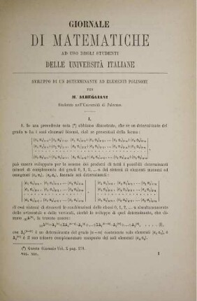 Sviluppo di un determinante ad elemeti polinomi.