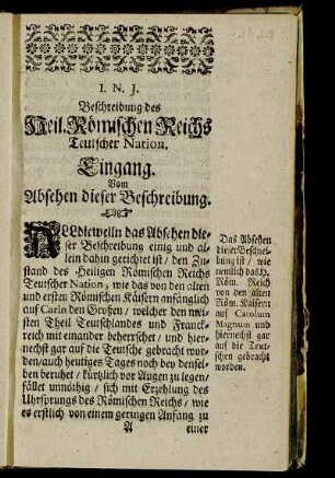 Eingang. Vom Absehen dieser Beschreibung