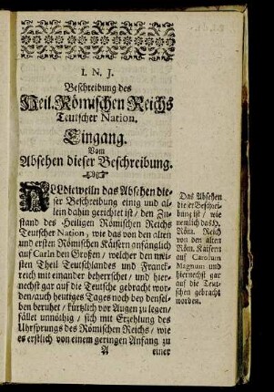 Eingang. Vom Absehen dieser Beschreibung