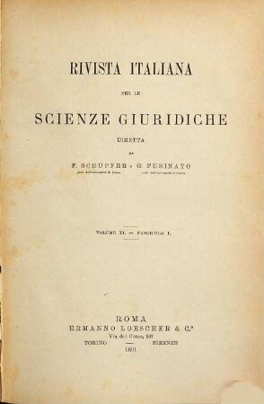 Rivista italiana per le scienze giuridiche. 11. 1891