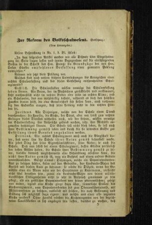 Zur Reform des Volksschulwesens : (Fortsetzung)