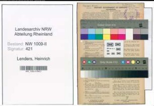 Entnazifizierung Heinrich Lenders , geb. 08.11.1906 (Postschaffner)