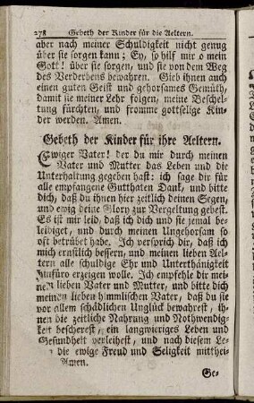 Gebeth der Kinder für ihre Aeltern