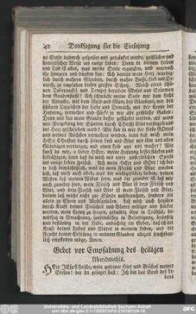 Gebet vor Empfahung des heiligen Abendmahls.