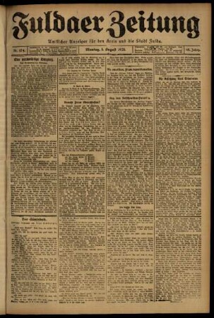 Ausgabe vom Montag, den 01. August 1921.