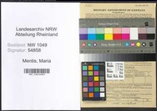 Entnazifizierung Maria Mentis , geb. 11.04.1897 ()