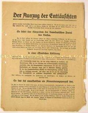 Programmatischer Wahl- und Beitrittsaufruf der Deutschen Volkspartei an das Bürgertum anlässlich zunehmender Austritte aus der DDP