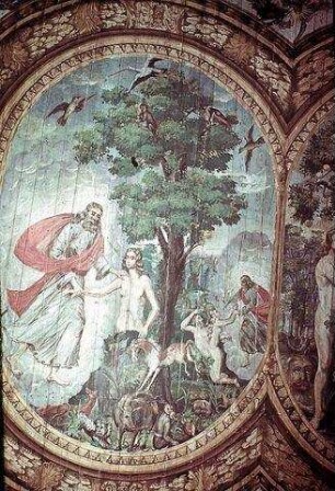Bildfeld im Tonnengewölbe: Die Erschaffung Adams und Evas