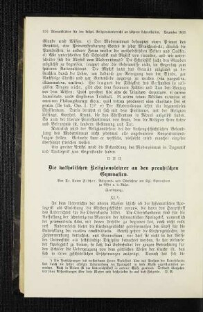¬Die¬ katholischen Religionslehrer an den preußischen Gymnasien : (Fortsetzung)