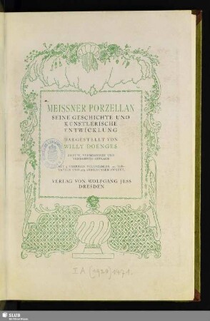 Meissner Porzellan : seine Geschichte und künstlerische Entwicklung