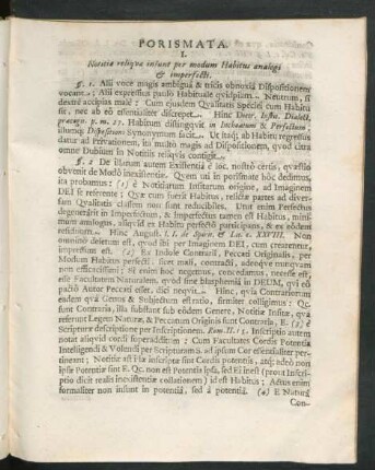 Porismata. I. Notitiae relique insunt per modum Habitus analogi & imperfecti.