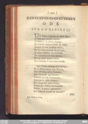Ode Sur La Gloire.