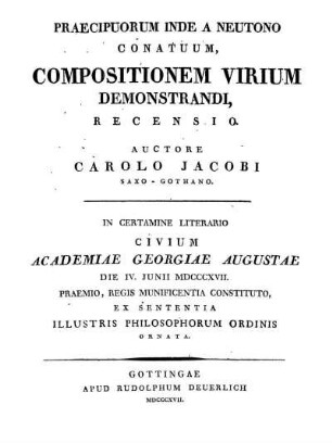 Praecipuorum inde a Neutono conatuum, compositionem virium demonstrandi recensio